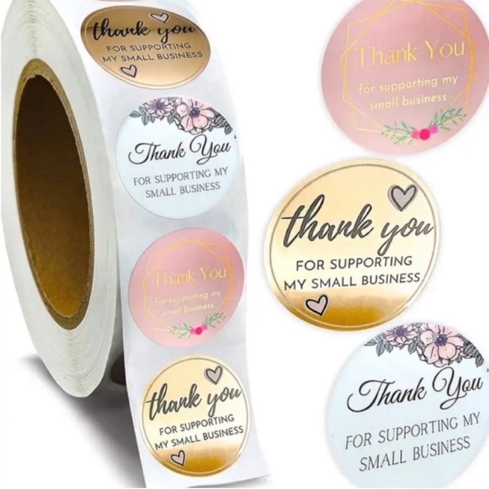 NWT 500 blue and pink thank you stickers